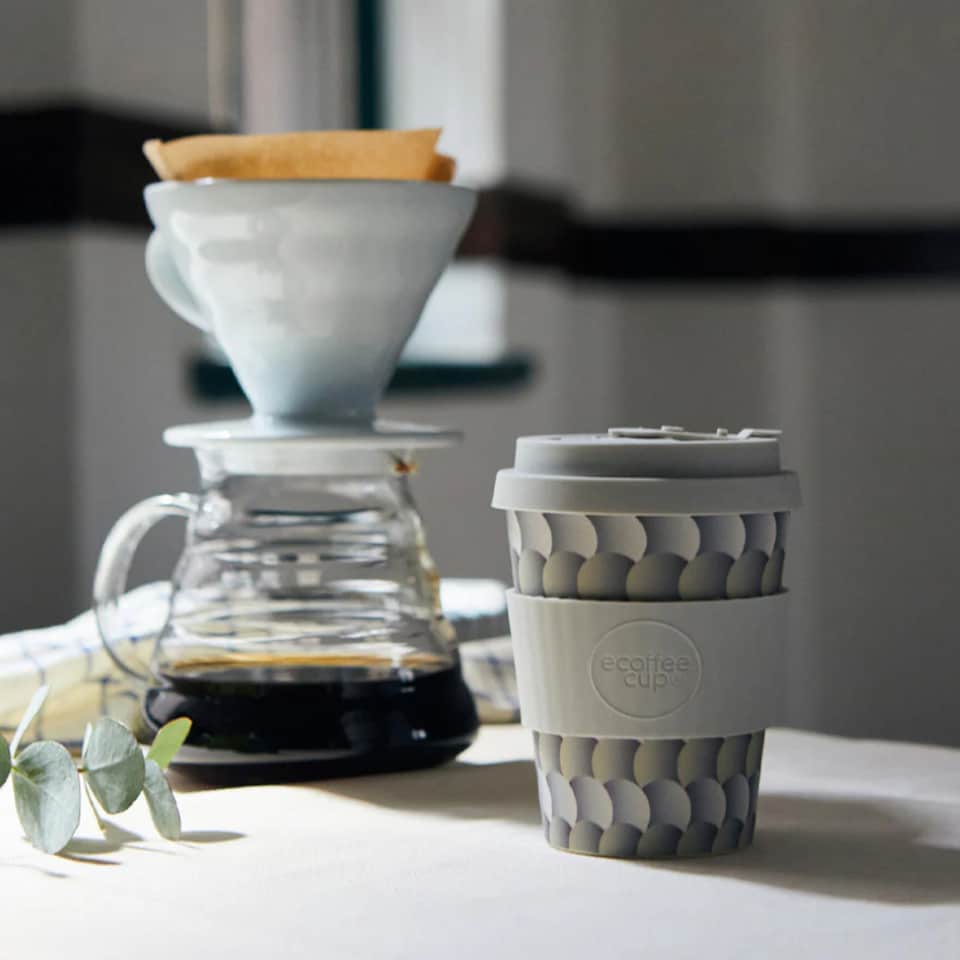 image 1 of Ecoffee Cup 12oz 350ml Reusable, Plant Based Coffee Cup with Silicone Lid & Sleeve - Drempels