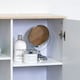 image 4 of Showerdrape Varallo Matt White & Bamboo Floor Bathroom Cabinet with Display Shelves