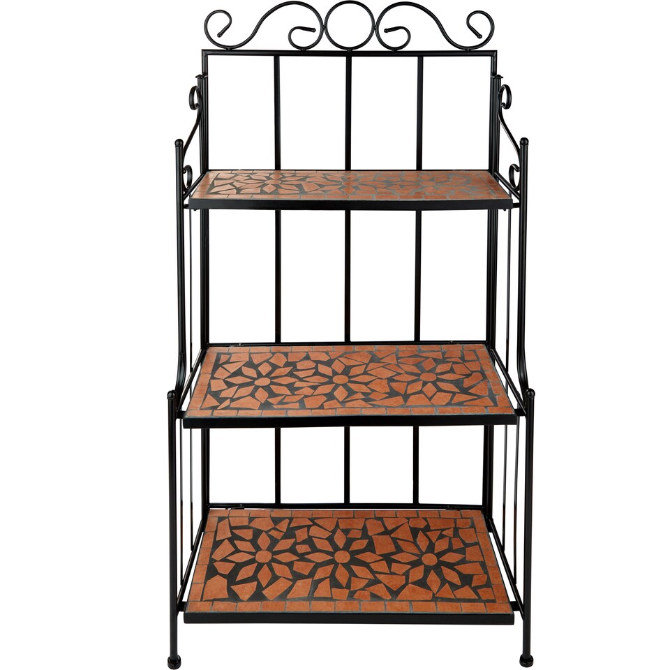 image 1 of Plant Stand - 3 levels, mosaic design | Brown | terracotta | 61 x 29 x 114 cm | 1