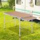 image 2 of Outsunny 4ft Aluminium Picnic Table with Side Desktop Adjustable Outdoor BBQ Party Portable Folding Lightweight