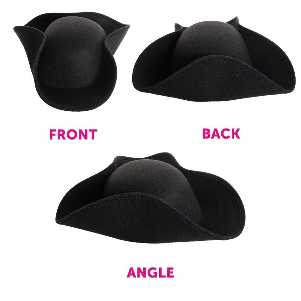 image 1 of Pack of 6 Black Tricorn Hat Black | One Size