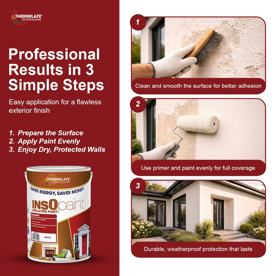image 1 of InsOpaint Exterior Masonry Paint - Heat Reflecting, Insulating & Weatherproof Exterior Wall Protection - Matchstick - 5L