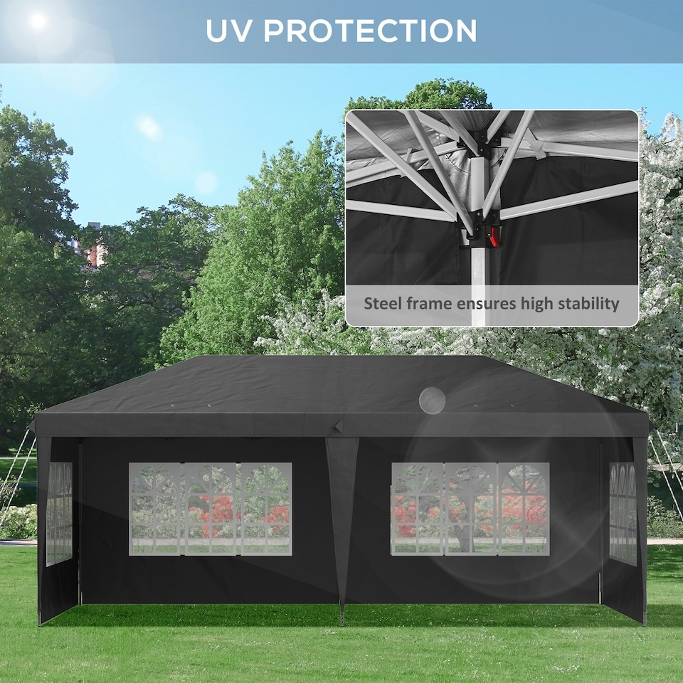 image 1 of Outsunny 3 x 6m Heavy Duty Gazebo Marquee Party Tent with Storage Bag Black