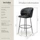 image 6 of Bar Stool Luana - with backrest, velvet look and padded - Set of 6 Black