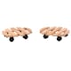 image 9 of Oypla Set of 2 30cm Wooden Plant Flower Pot Mobile Mover Trolley Stands