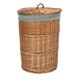 image 2 of Small Light Steamed Round Linen Basket with Grey Sage Lining | Grey | Grey