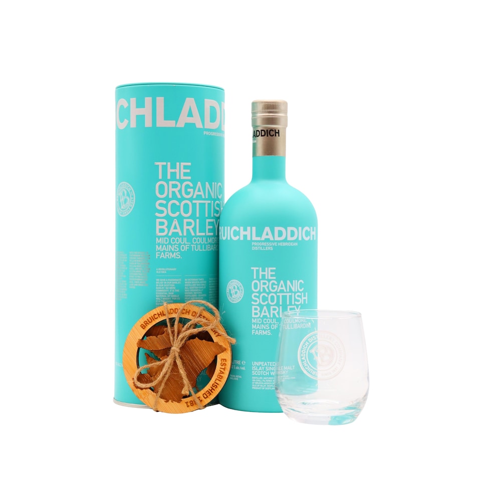 Bruichladdich - Organic Scottish Barley Islay Single Malt Scotch Whisky (1 Litre) (Includes Branded Glass & Coasters)