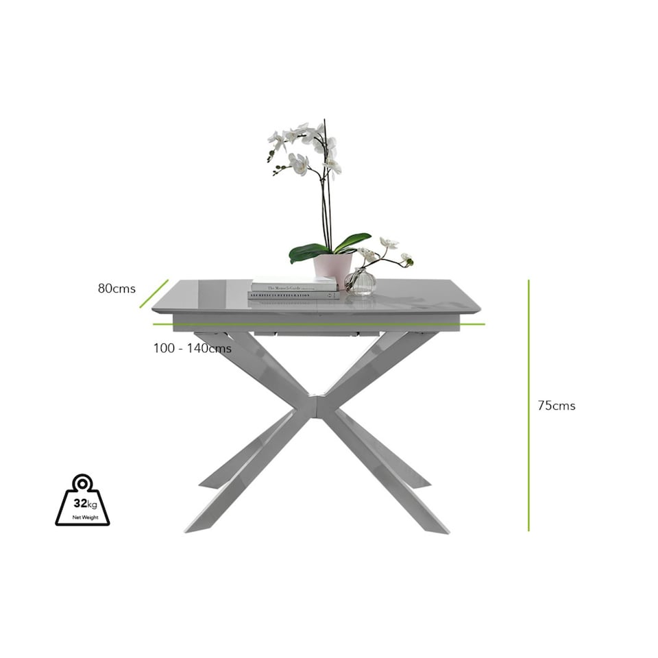 image 1 of Furniturebox Lira Grey 100cm Extending Dining Table