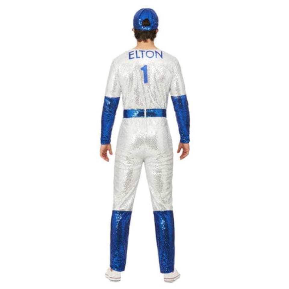 image 1 of Elton John Sequin Baseball Jumpsuit Deluxe Fancy Dress Costume Adult Mens Small
