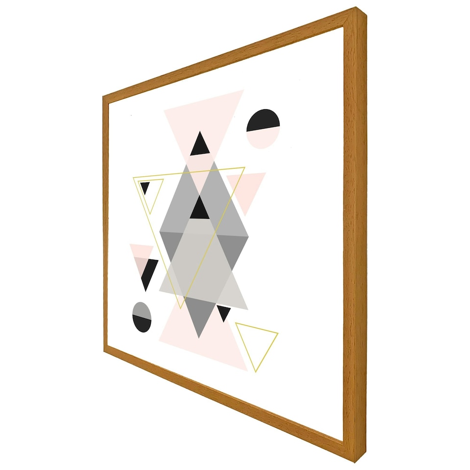 image 1 of Pink & grey geometric triangles (Picture Frame) White | XS