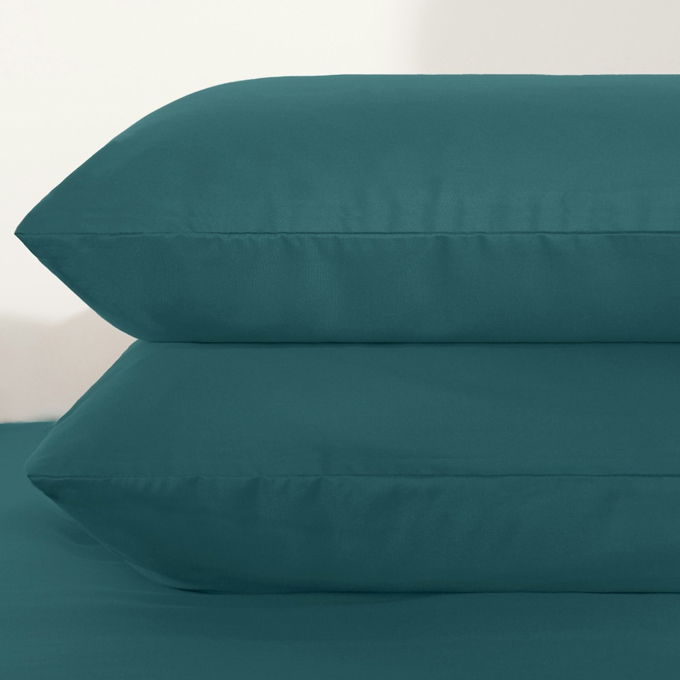 image 1 of OHS Soft Cosy Microfibre Plain Duvet Cover and Pillowcase Set Green | Teal | Double