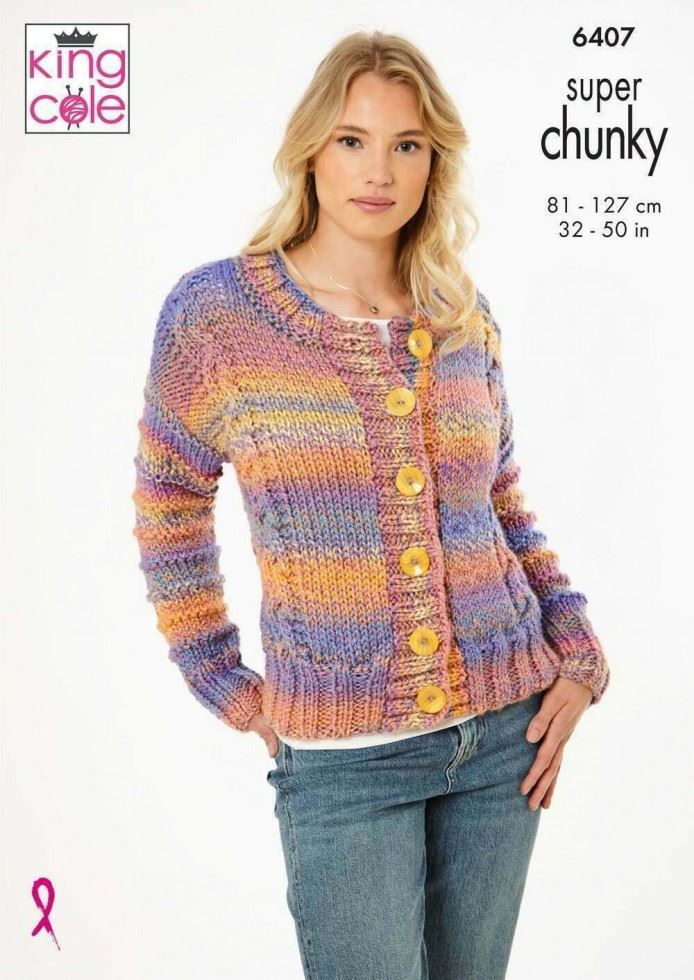King Cole Explorer Super Chunky Knitting Pattern 6407, Sweaters and Cardigans for Women - 32 - 50 Inches