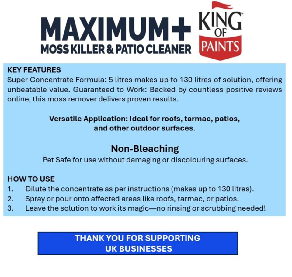 image 1 of Best Moss Killer and Strongest Patio Cleaner on the market contains No Bleach