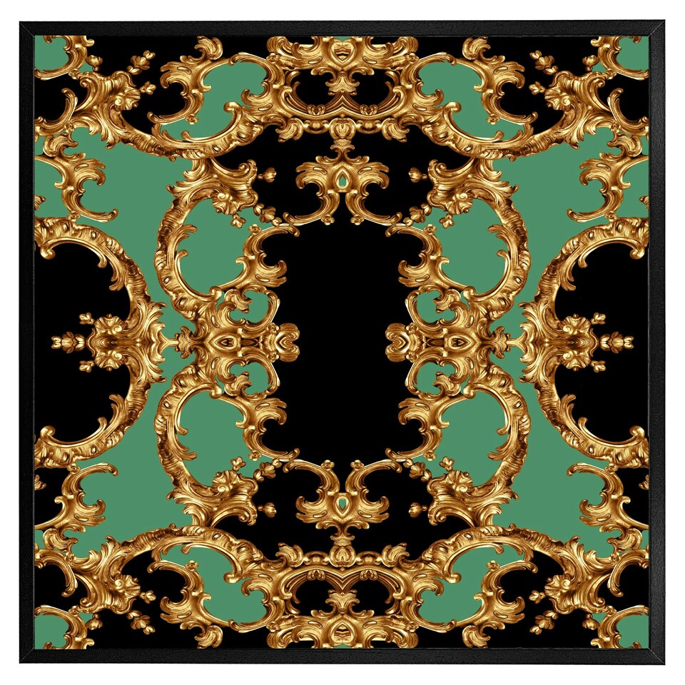 image 1 of Black & green baroque (Picutre Frame) White | XL