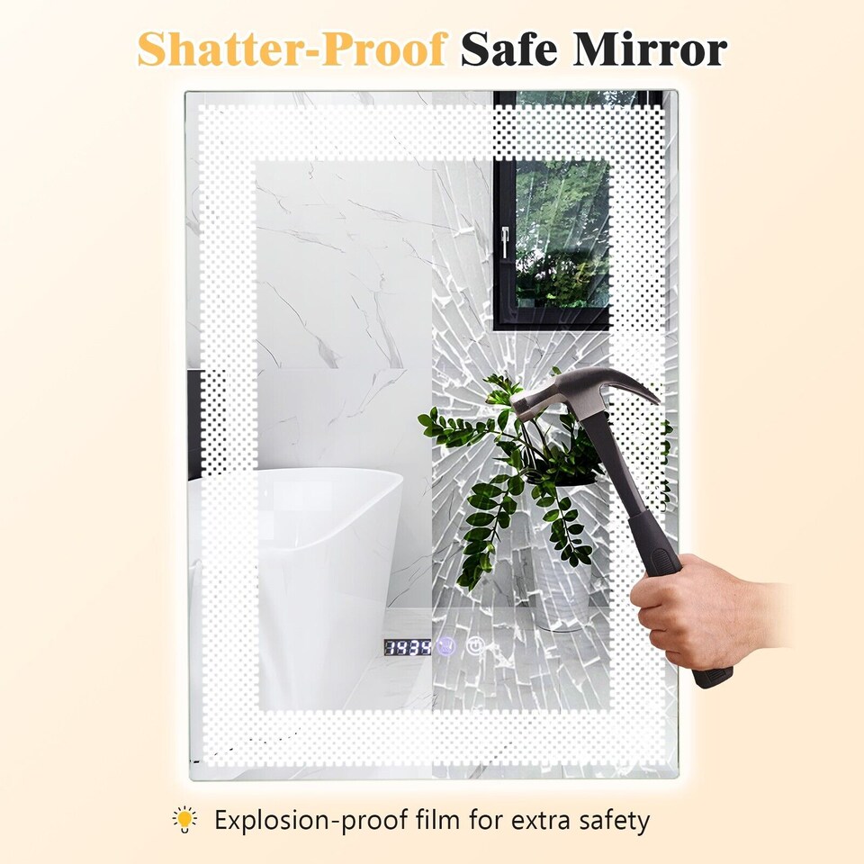 image 1 of COSTWAY Bathroom  Vanity Mirror Wall Mirror 3 Colors LED Lights