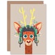image 1 of Stag Cartoon With Scottish Tartan Hat Child Kids Birthday Card