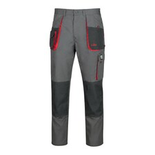 ArtMas Grey Red Work Trousers for Men Durable Design with Knee Pad Pockets Reinforced Seams and Multi Functional Pockets Size UK42