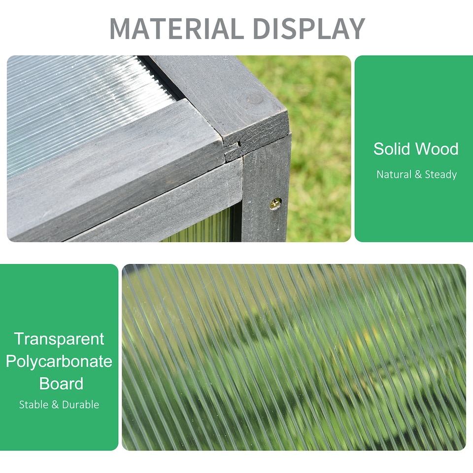 image 1 of Outsunny Square Wooden Outdoor Greenhouse for Plants PC Board 100 x 65 x 40cm