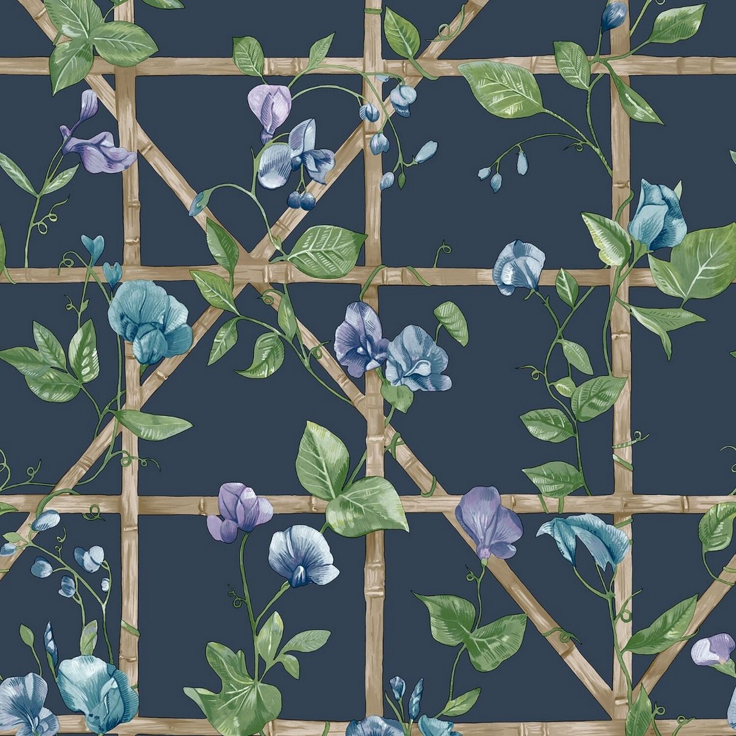 Holden Decor Trailing Floral Wallpaper Blue Navy Blue 1