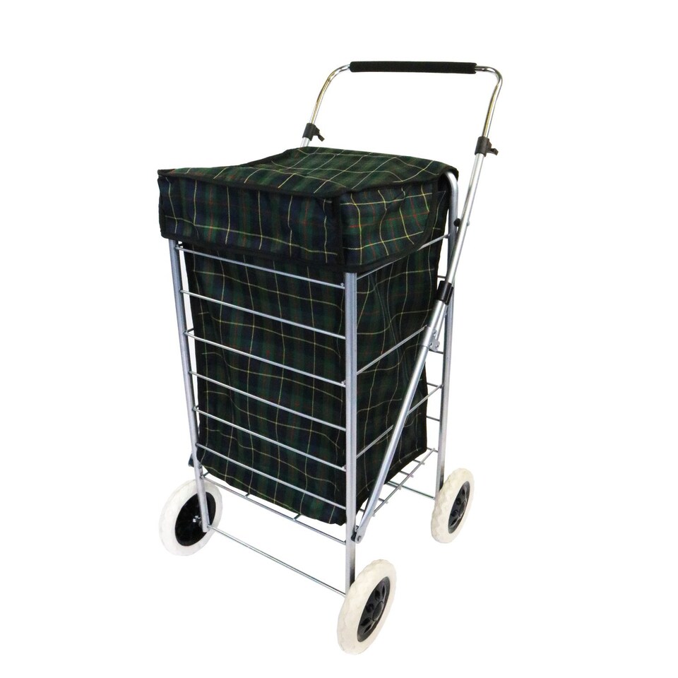 image 1 of 4 Wheel Folding Shopping Trolley Bag Cart Market Laundry