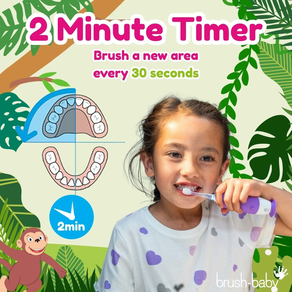 image 1 of Brush Baby WildOnes™ Monkey Kids Electric Rechargeable Toothbrush