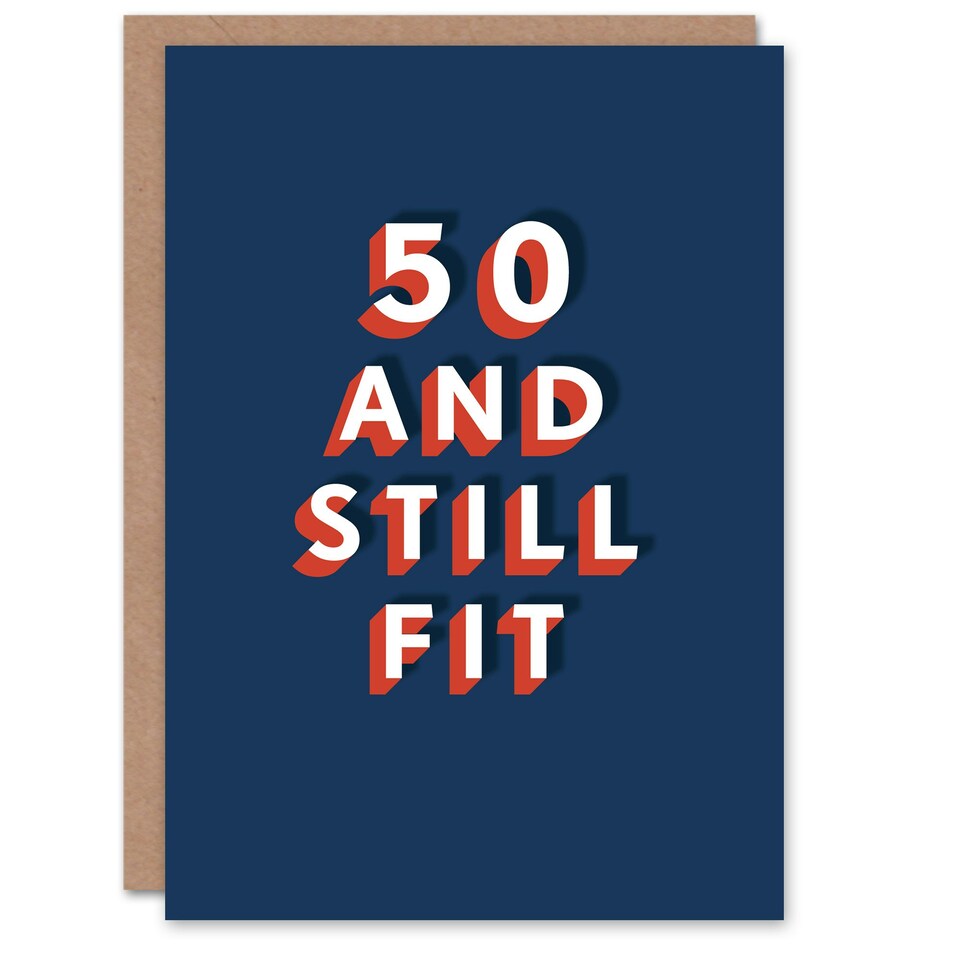 image 1 of Still Fit at 50 Year Old Milestone Bold Blue 50th For Him Birthday Card