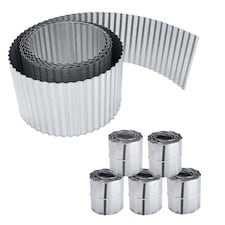 Pack of 5 x 5m Galvanised Corrugated Lawn Edging Rolls in Silver Silver