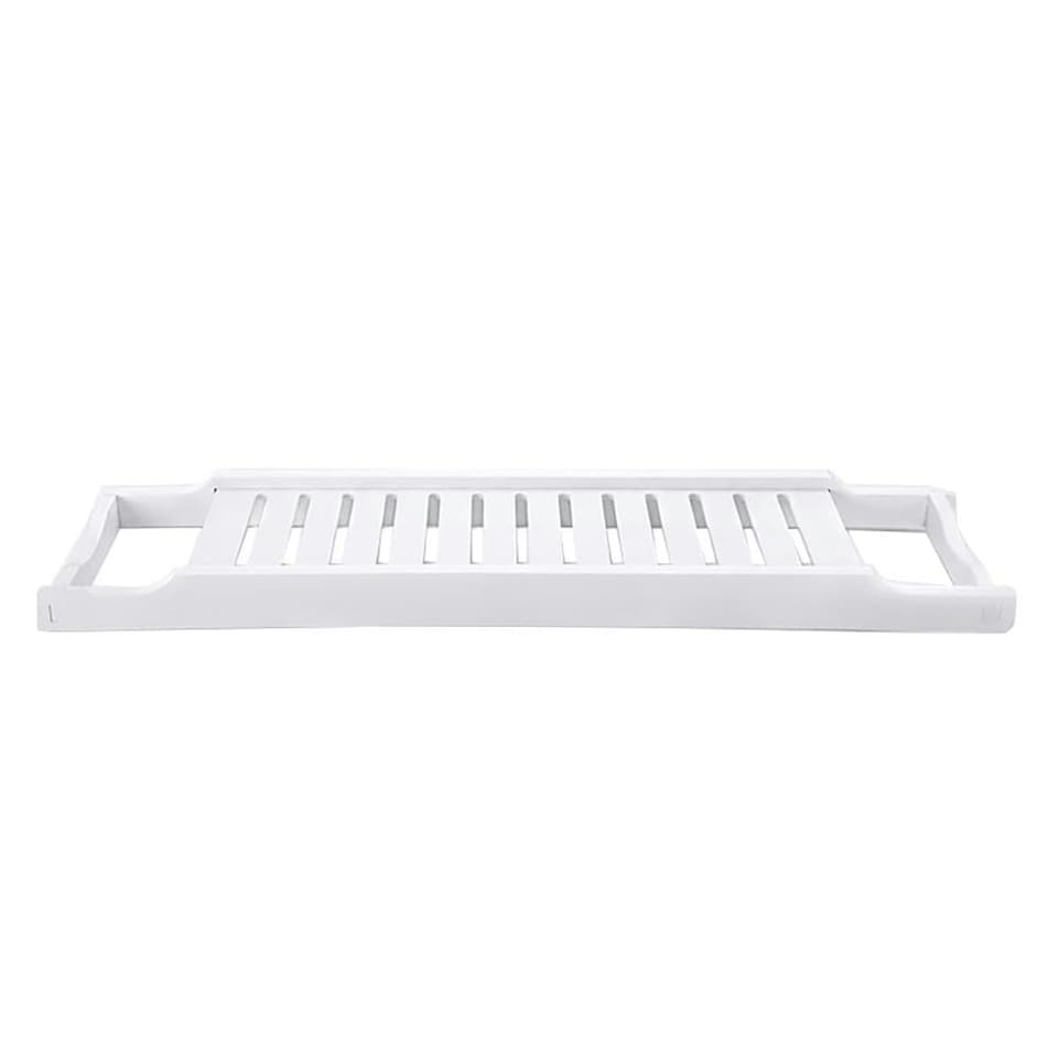 image 1 of Living and Home Bamboo Bath Tray Bathtub Caddy,White