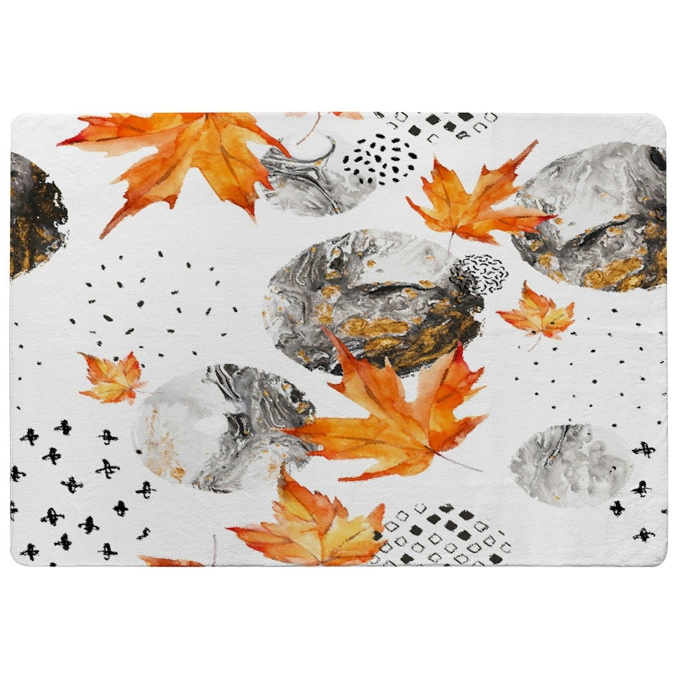 image 1 of Maple Leaves & Marbled Circles (Rug) Orange | Medium: 80x150cm