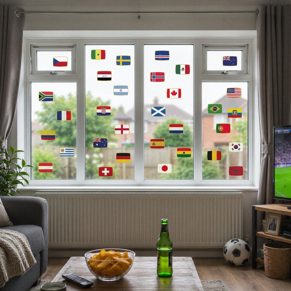 image 1 of Football Tournament Flags Window Sticker Pack