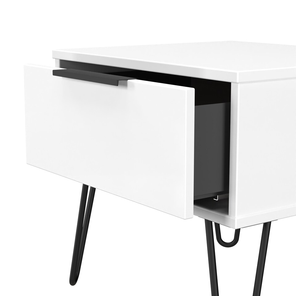 image 1 of Osaka 1 Drawer Bedside Table in White Matt (Ready Assembled) | White | White Matt