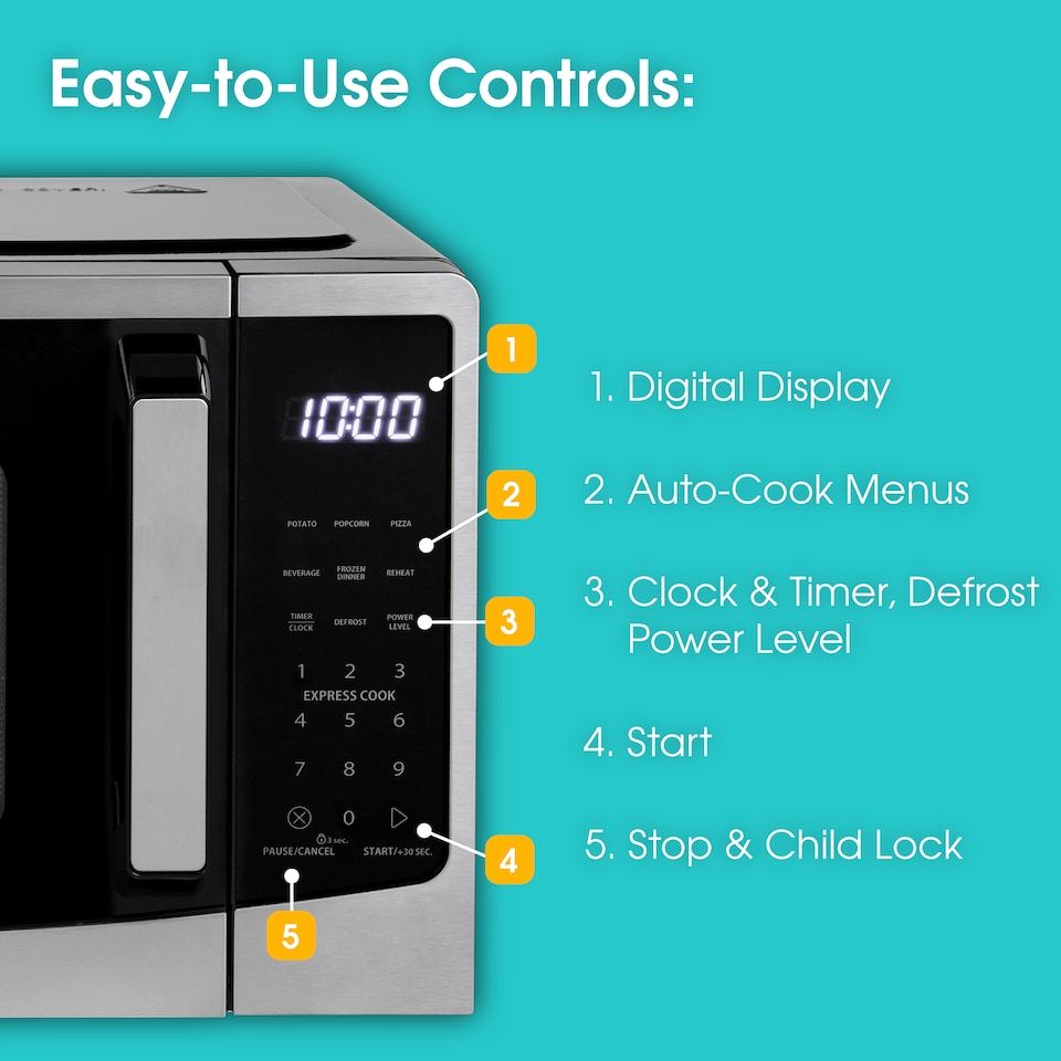 image 1 of Abode AMT2304B Black Microwave Touch Control 900W 23L Digital 11 Power Levels