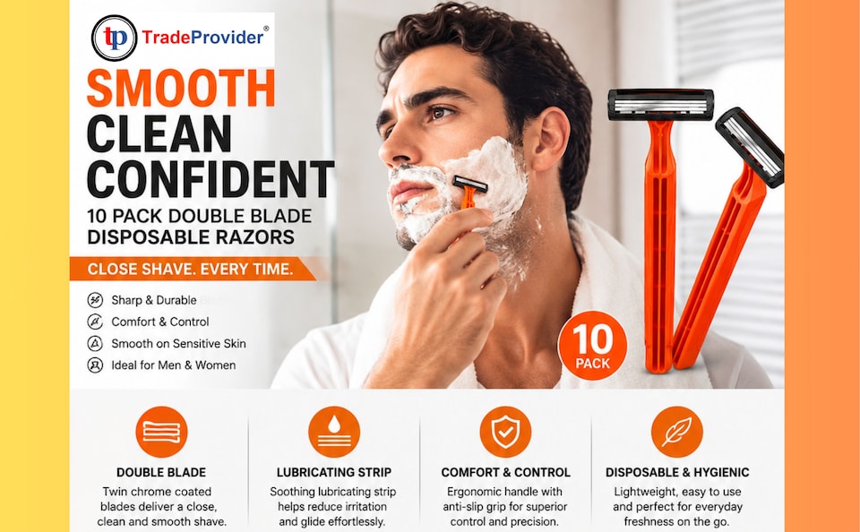 image 1 of 10 Pack Double Blade Disposable Razors for Men & Women