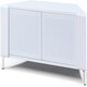 image 5 of MDA Designs CORVUS Corner-Friendly Gloss White Contemporary Cabinet with White Profiles White BeamThru Glass Doors Suitable for Flat Screen TVs up to 50" White