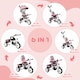 image 3 of HOMCOM 6 in 1 Trike, Kids Tricycle, Pedal Push Bike with Parent Handle, Removable Canopy, 5-Point Safety Belt, Storage, Footrest, Brake, for 1-5 Years Toddler, Pink