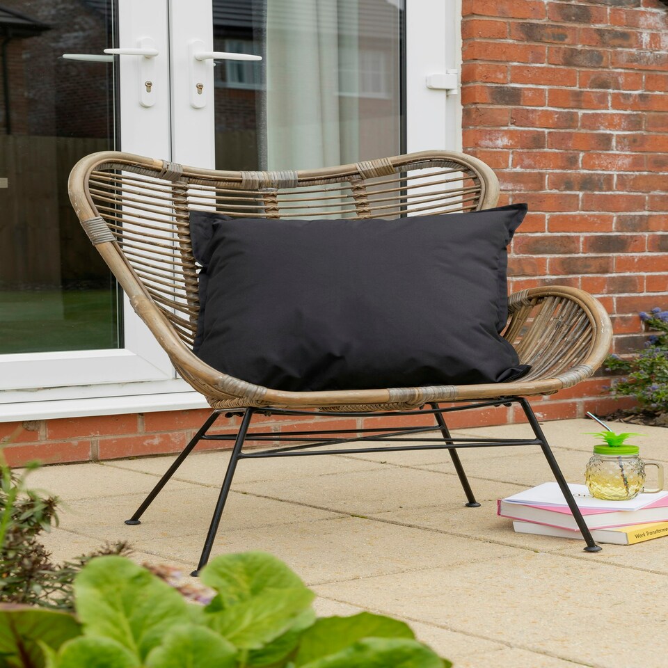 image 1 of Waterproof Outdoor Garden Cushion Covers Patio Cushion Cover Cases Square Pack Of 4 45cm X 45cm Black