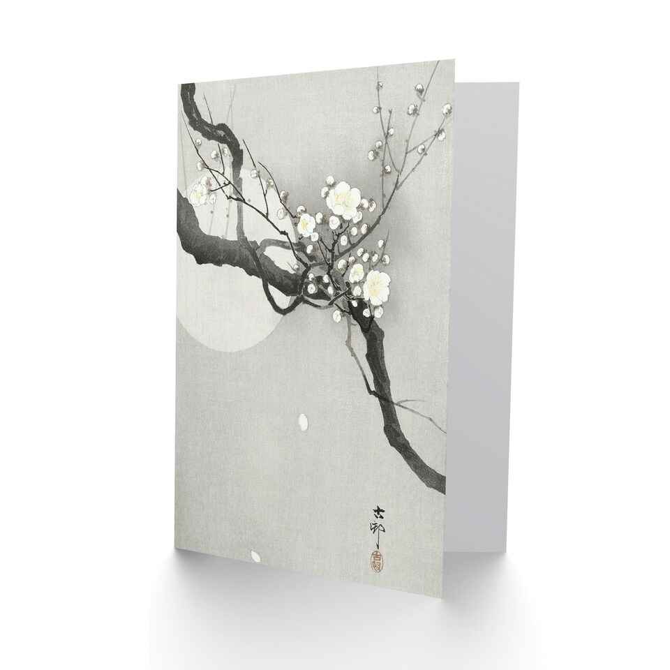 image 1 of Ohara Koson Japanese Art Card Plum Blossom And Full Moon