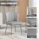 image 6 of HOMCOM Shell Luxe Velvet Accent Chair with Gold-tone Metal Legs, Modern Vanity Chair for Living Room, Bedroom, Home Office, Grey