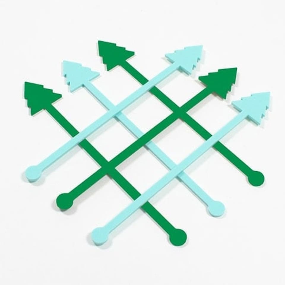 image 1 of Christmas Tree Green Acrylic Drink Stirrers - Pack of 6
