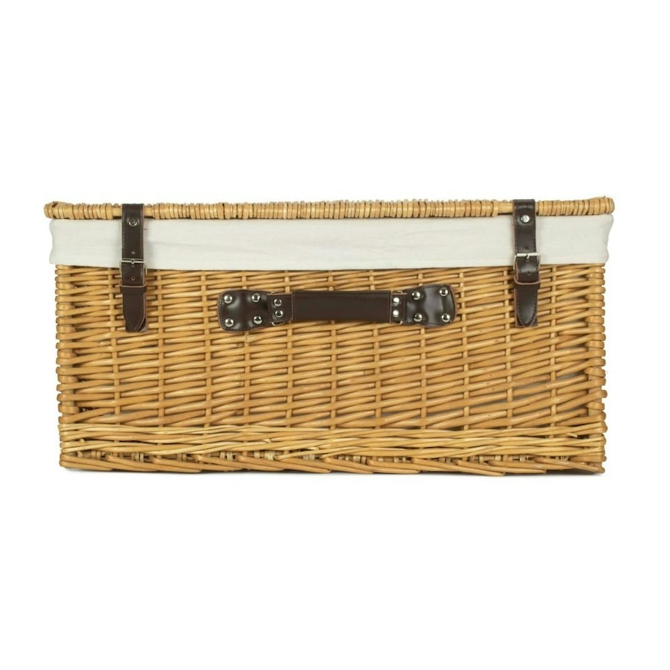 image 1 of 62cm Buff Wicker Picnic Basket with Lining | White | White | One Size