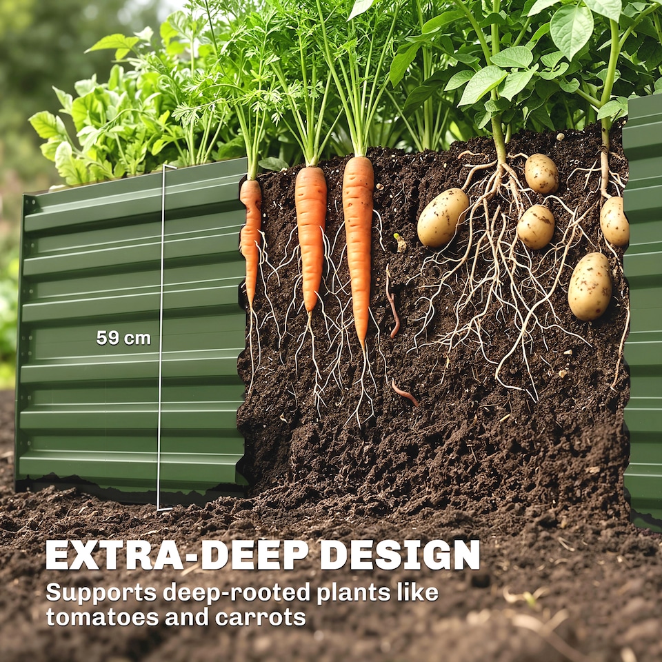 image 1 of (180 x 90 x 59 cm, Green) Outsunny Galvanised Raised Bed for Garden