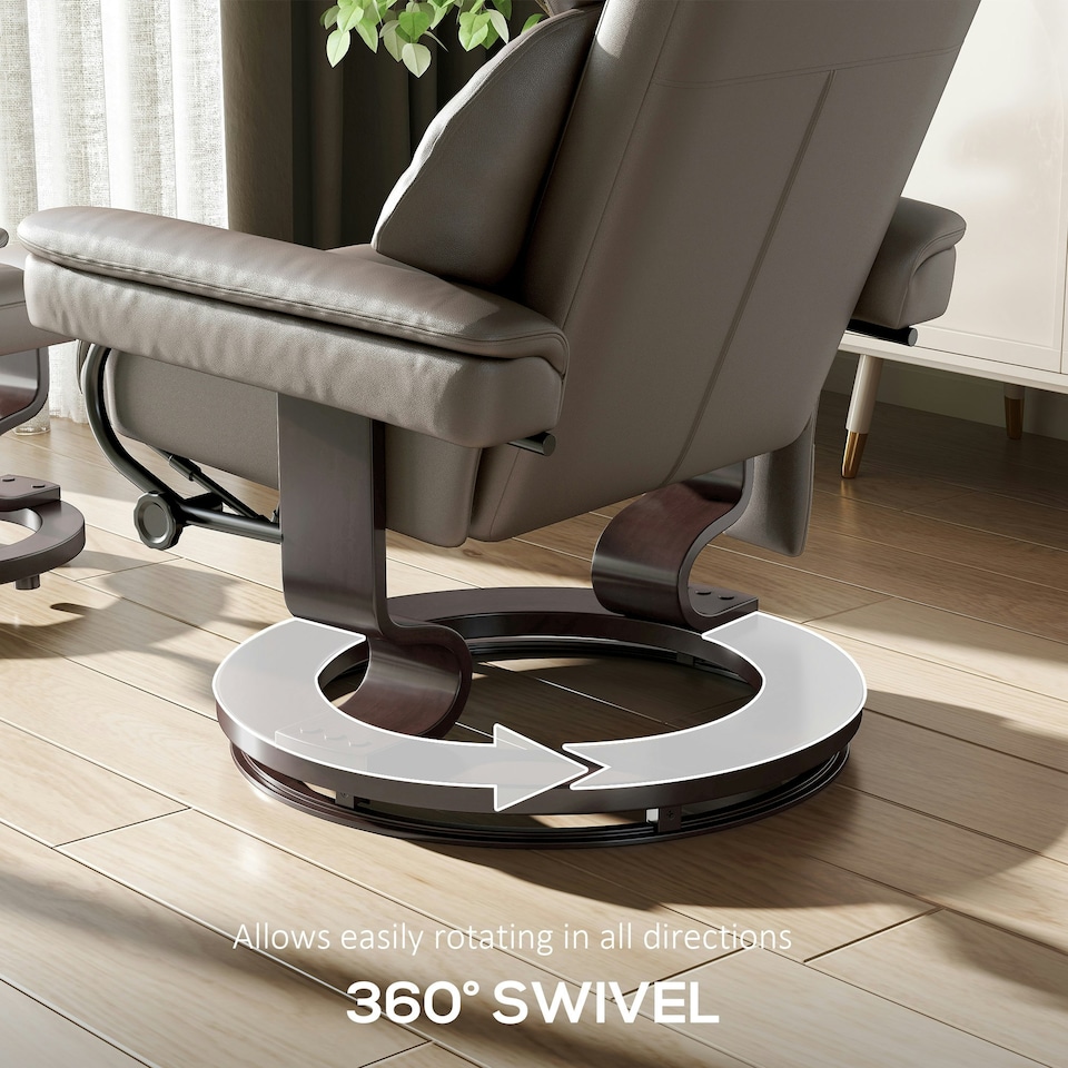 image 1 of HOMCOM Massage Recliner Chair with Footstool and Adjustable Backrest, Brown 