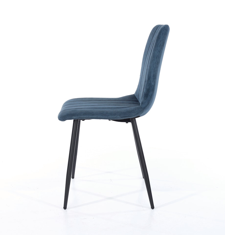 image 1 of Aspen White 120cm Rectangular Dining Table with 4 Straight Stitch Upholstered Fabric Chairs - Modern Dining Set | Blue | Blue | One Size | 1