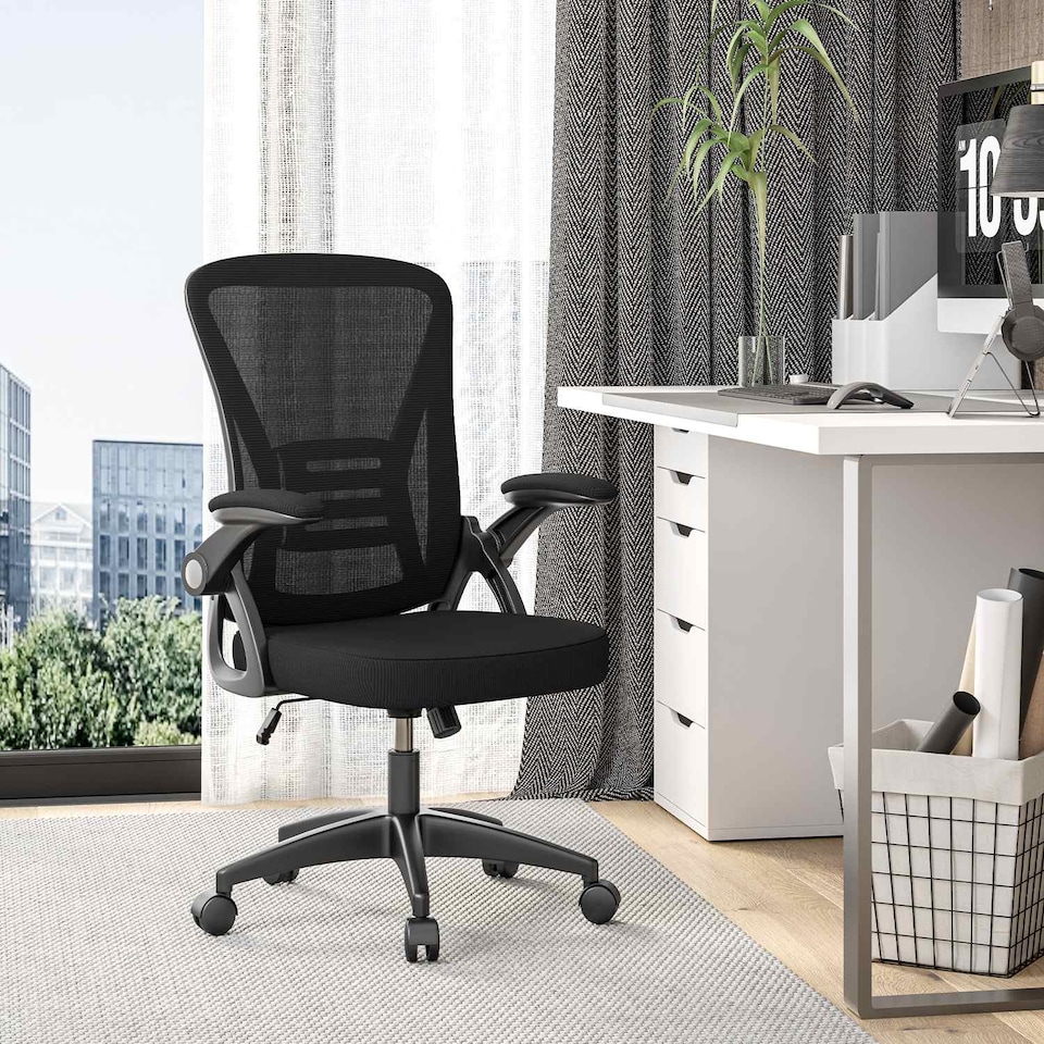 image 1 of Rattantree Ergonomic Office Chair with Flip Up Armrests & Lumbar Support