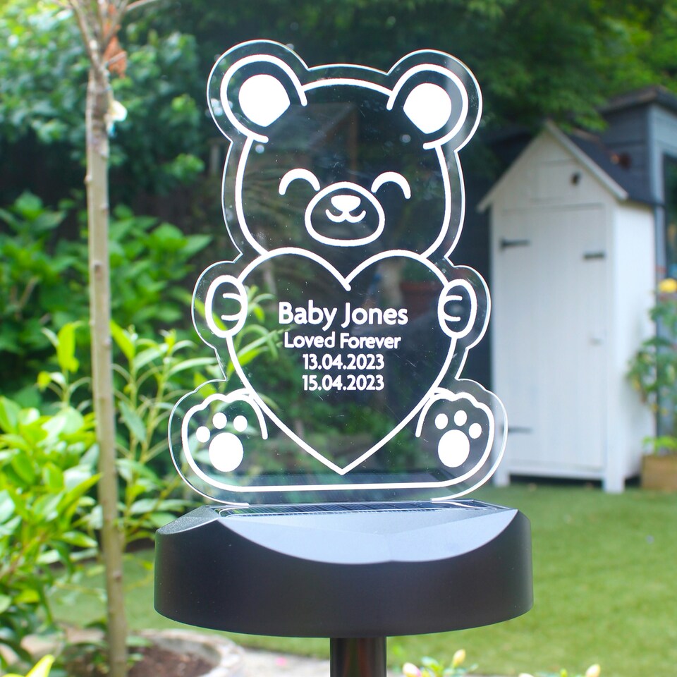 image 1 of Personalised Bear Memorial Outdoor Solar Light