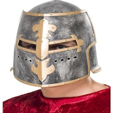 Medieval Crusader Helmet - Silver - with Moveable Face Shield - 26570 One Size