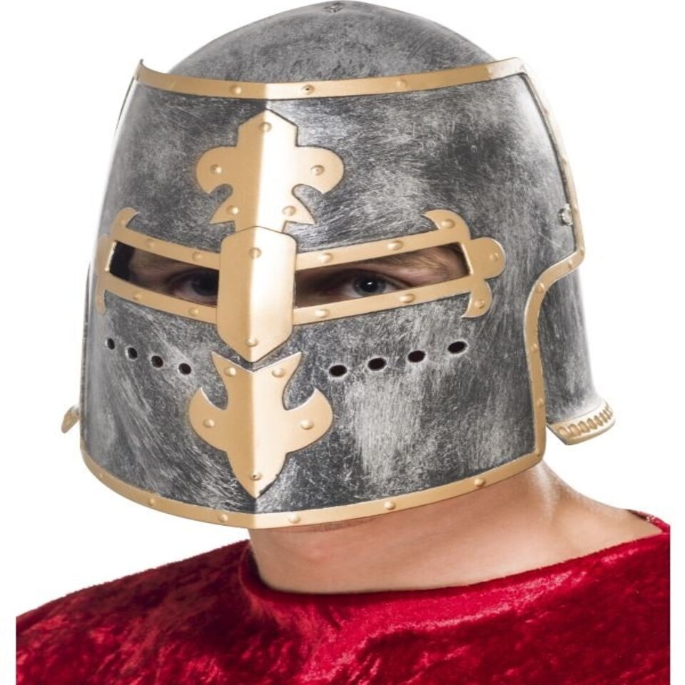 Medieval Crusader Helmet - Silver - with Moveable Face Shield - 26570 One Size
