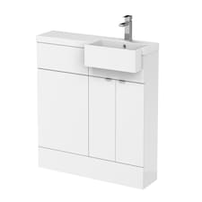 Balterley Alrewas Contemporary 2 Door Right-Hand Floor Standing Combination Unit with Polymarble Basin, Gloss White, 1000mm