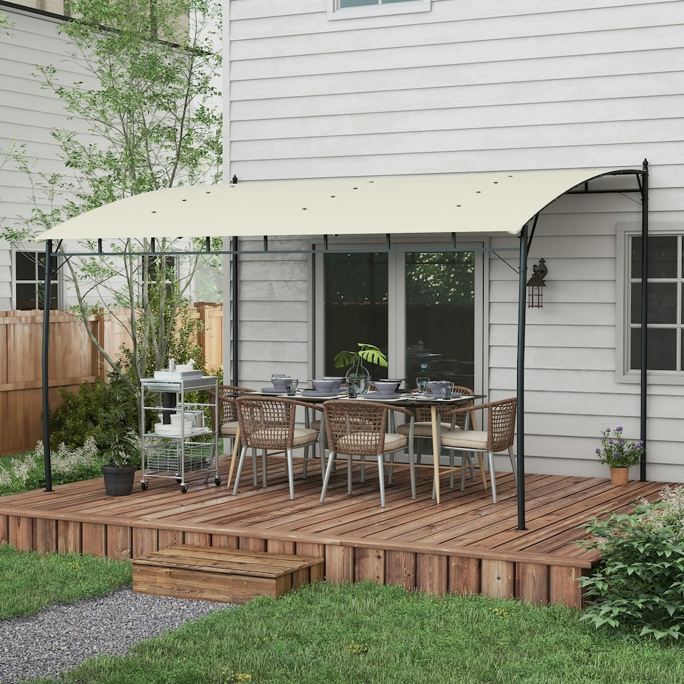 image 1 of Outsunny 3 x 4m Metal Pergola, Outdoor Gazebo UV-Resistant, Cream White
