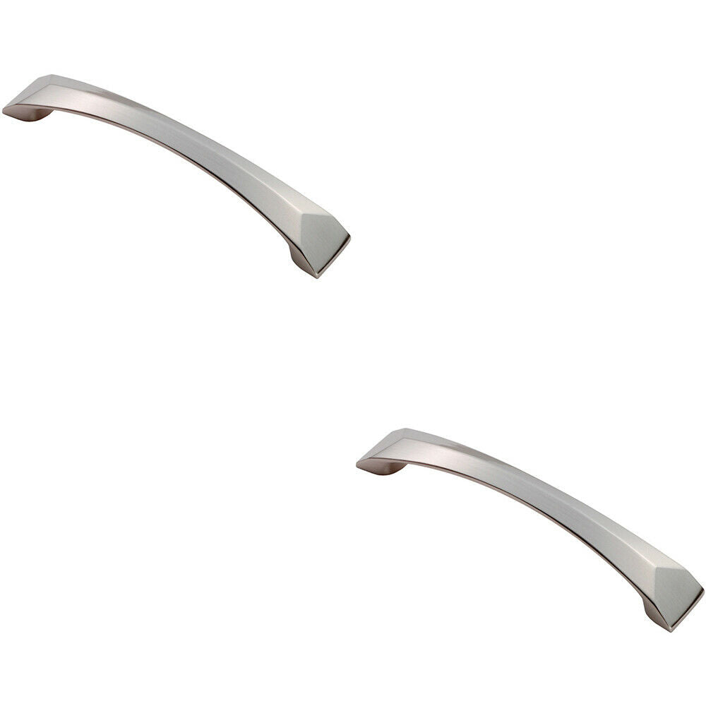 Loops 2x Chiselled Cabinet Pull Handle 128mm Fixing Centres 145 x 25mm Satin Nickel in Metallics